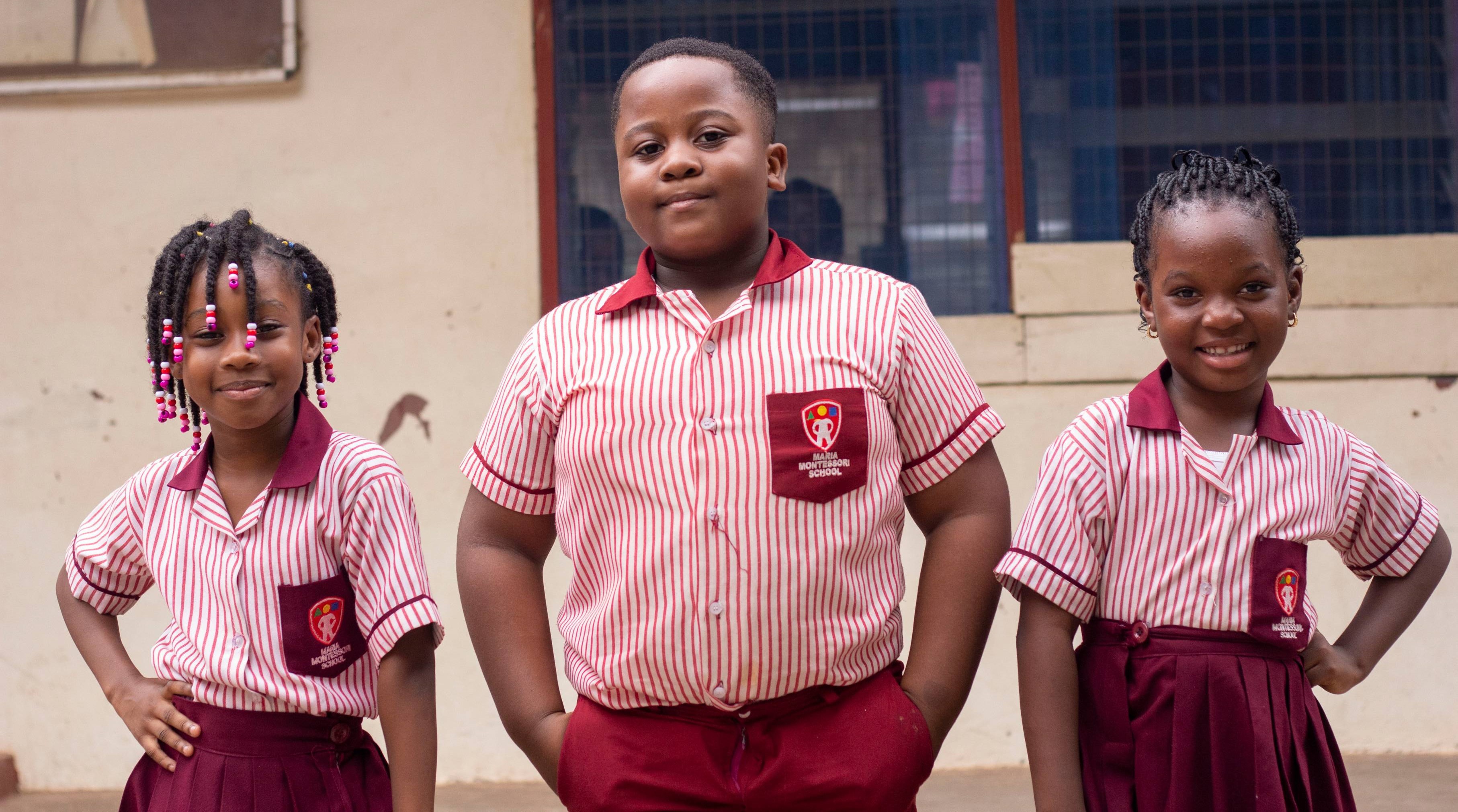 Maria Montessori primary school students learning
